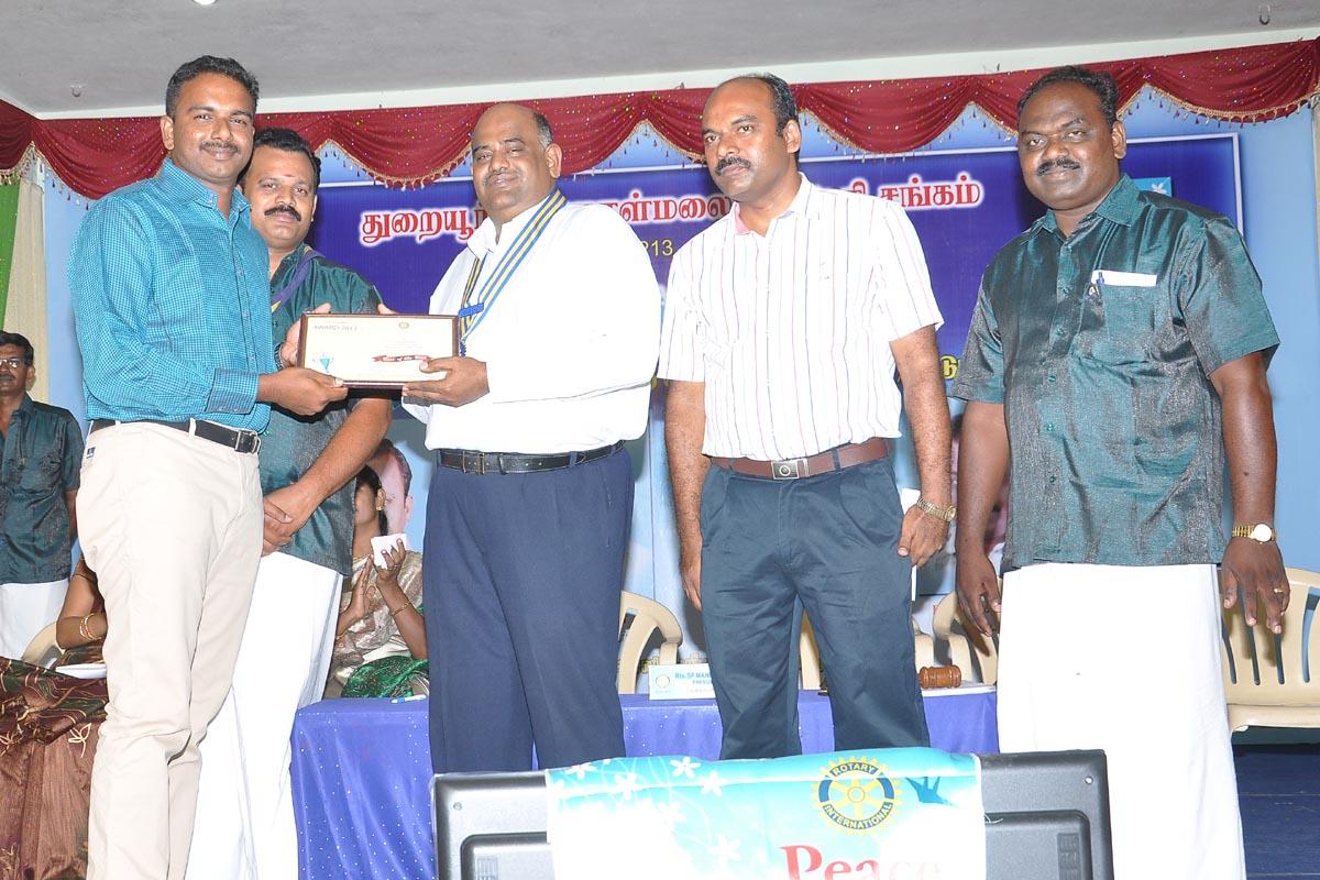 Award by the Rotary Club of Perumalmalai for my Excellent performance in the field of Environment Production and Management